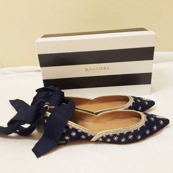 SOLD! Aquazzura Bliss Embellished Suede Flats - Picture 3 of 8